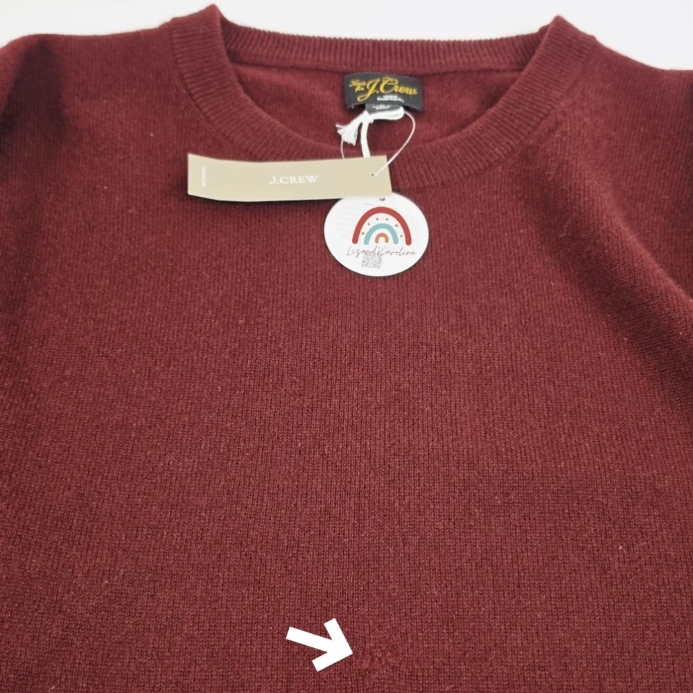 New! J. Crew Cashmere Crewneck Sweater in Port Wine